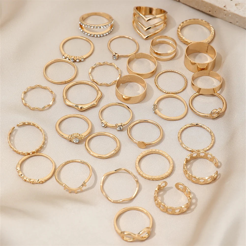 Infinite Metal Layering Geometric V-Shaped Ring