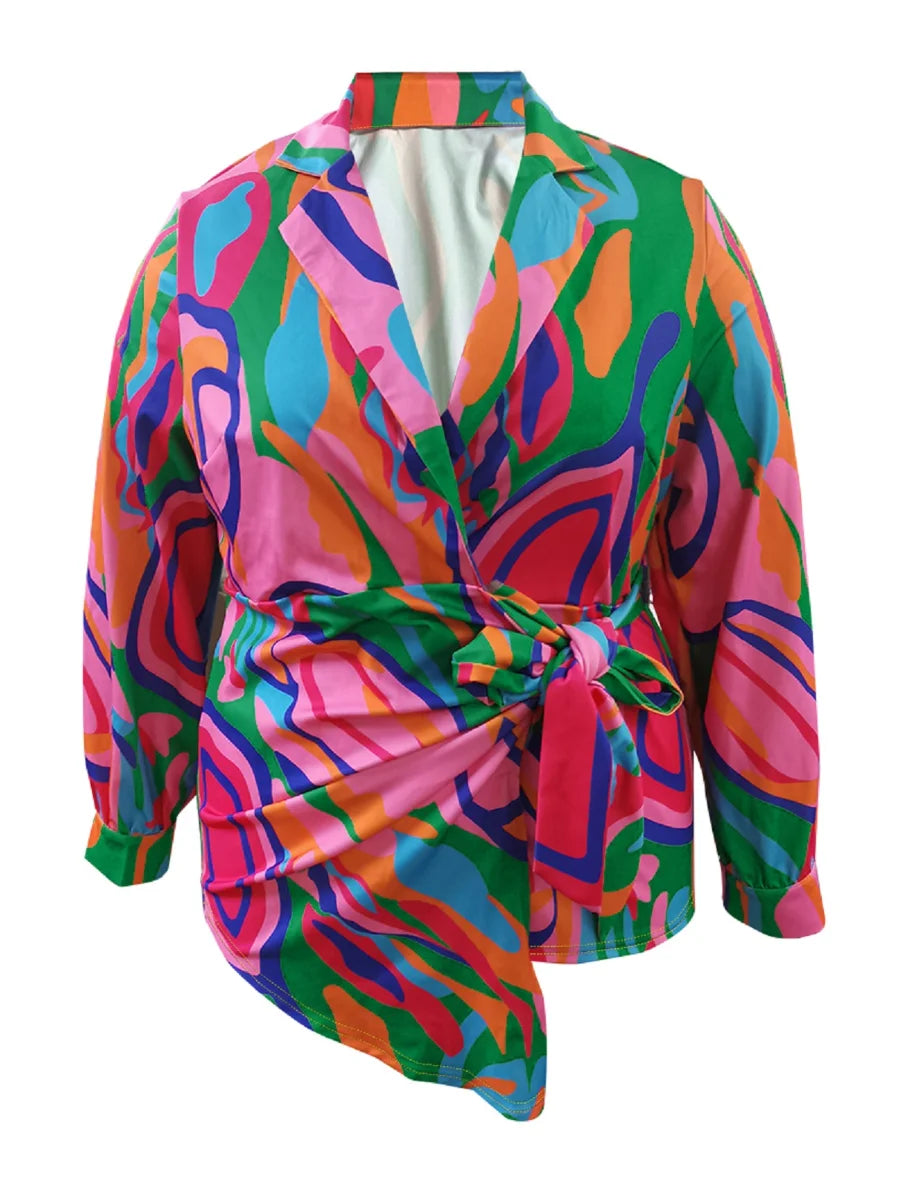 LW Plus Long Sleeve Turndown Collar Casual Blazer