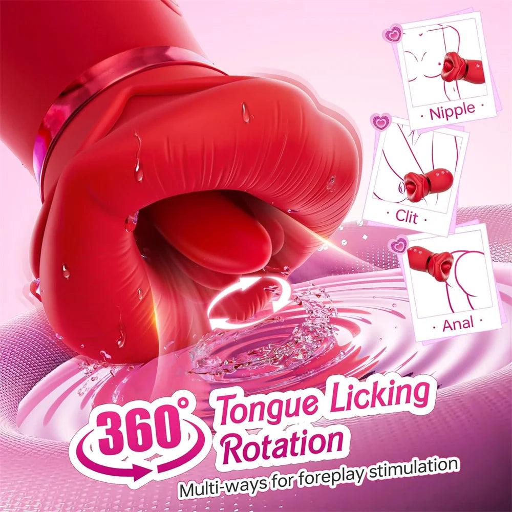 Rose Tongue Sucking Vibrator Sex Toy for Women