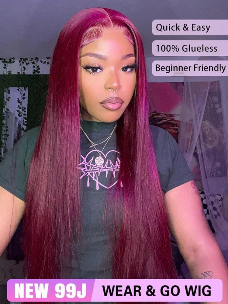 Burgundy Glueless Wig