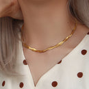 18K Gold Plated Waterproof Necklace Bracelet Set