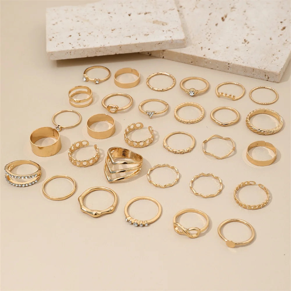 Infinite Metal Layering Geometric V-Shaped Ring