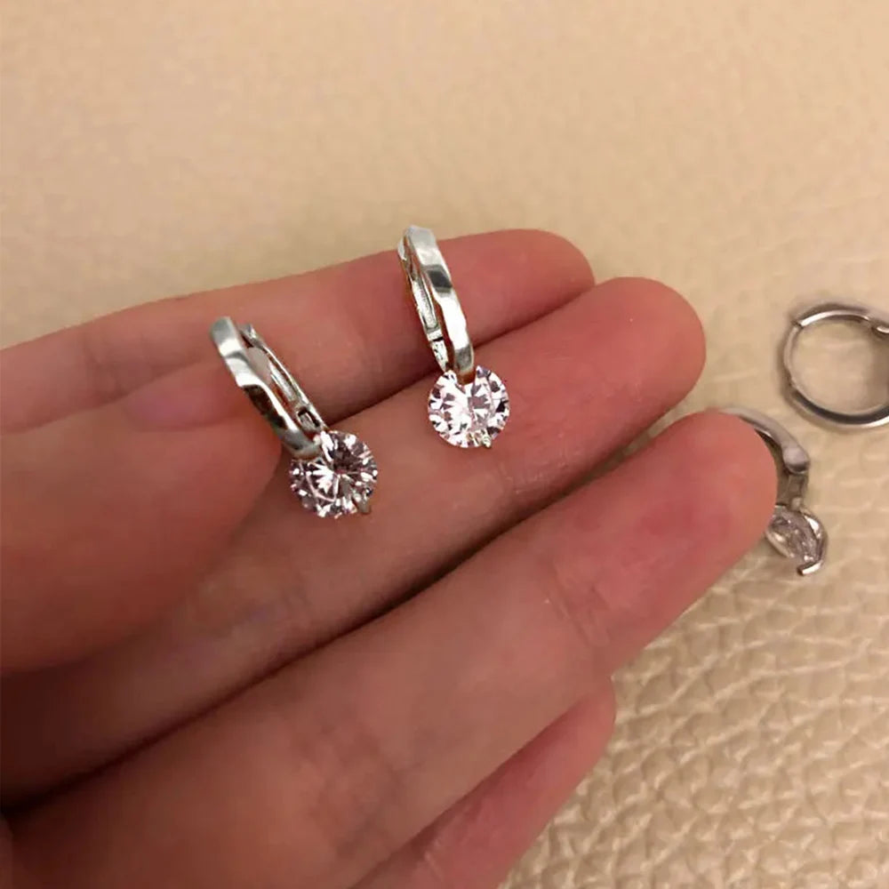 Metal Cubic Zirconia Stone Earrings