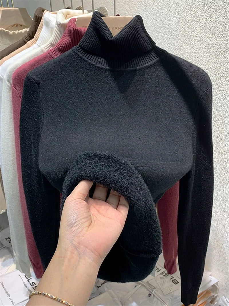 Women Elegant Thicken Velvet Sweater