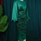 Long Sleeve Green Dresses Bodycon Elastic