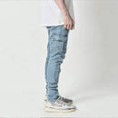 Multi Pockets Elastic Jeans Wear