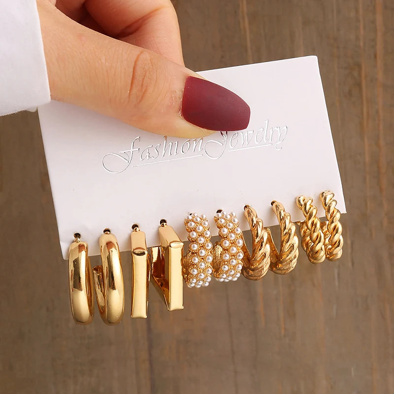 Vintage Geometry Pearl Earrings