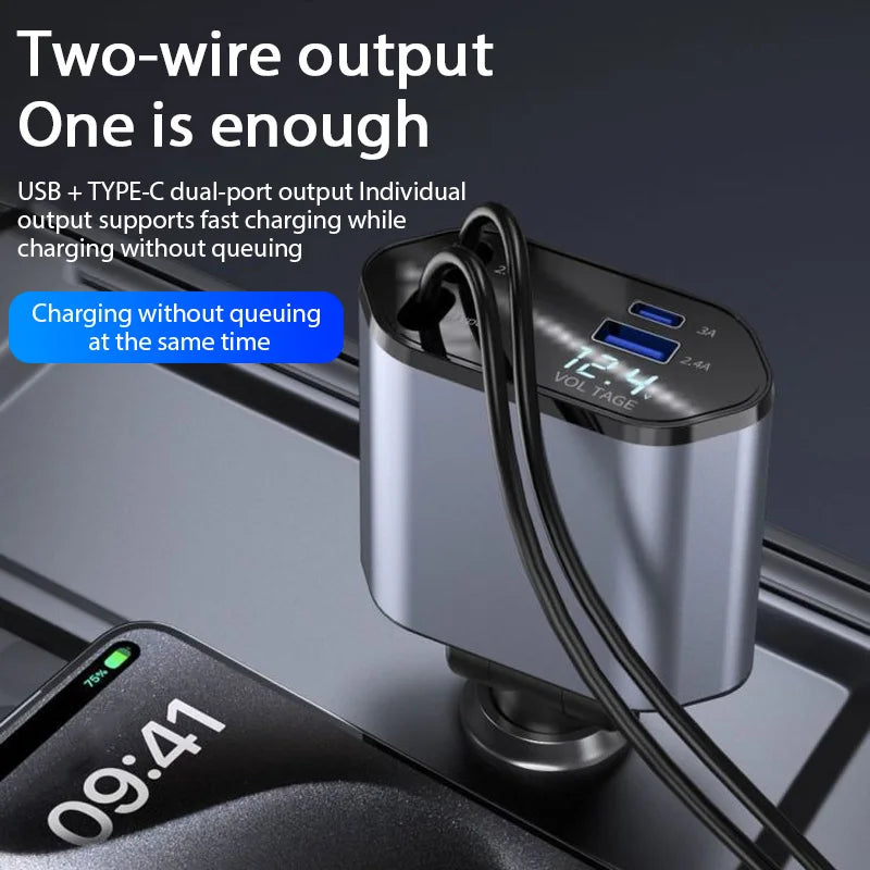 4 in 1 Car Charger Retractable