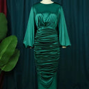 Long Sleeve Green Dresses Bodycon Elastic