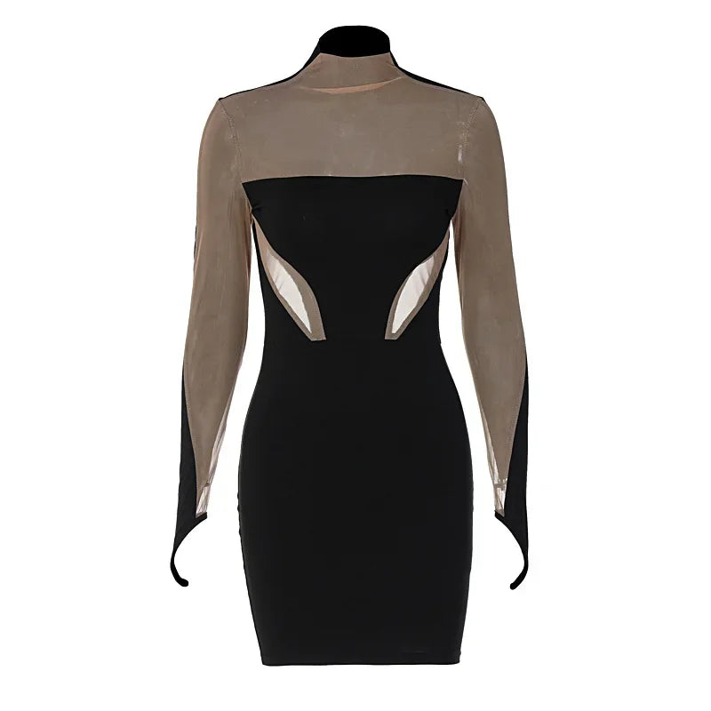 Mesh Bodycon Patchwork Dress