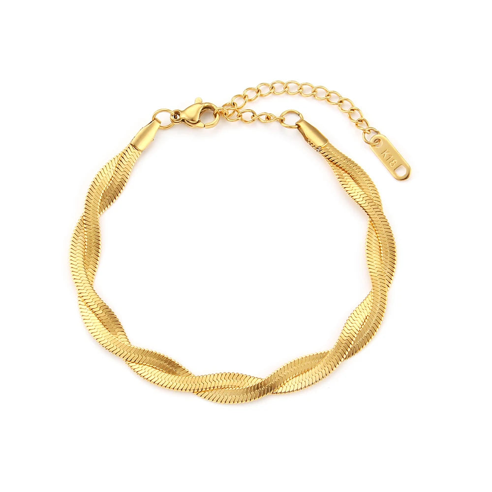 18K Gold Plated Waterproof Necklace Bracelet Set