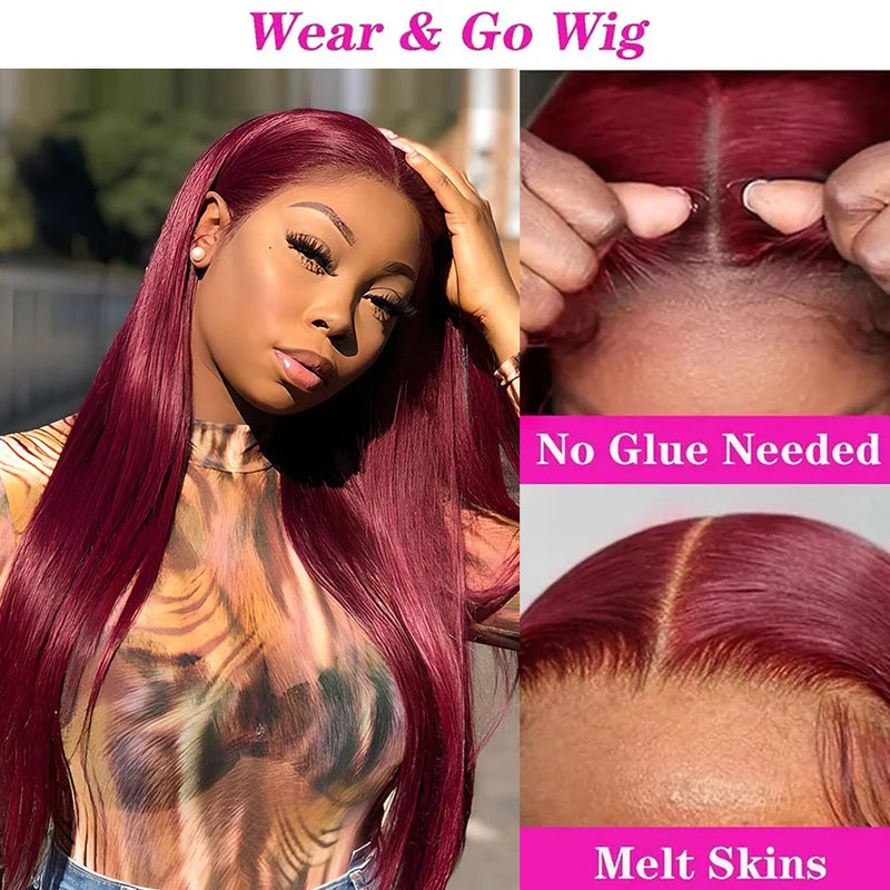 Burgundy Glueless Wig