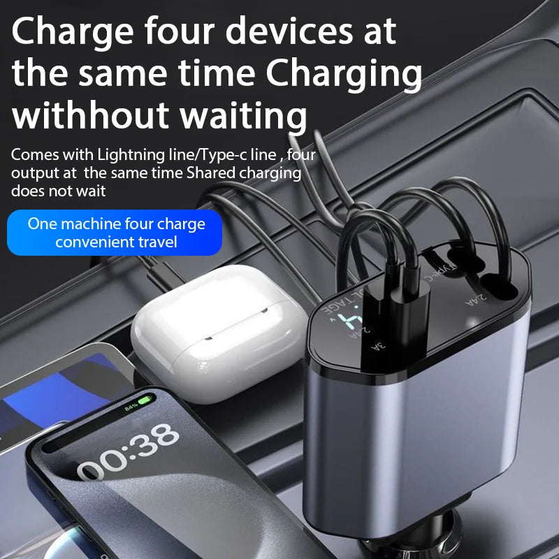 4 in 1 Car Charger Retractable