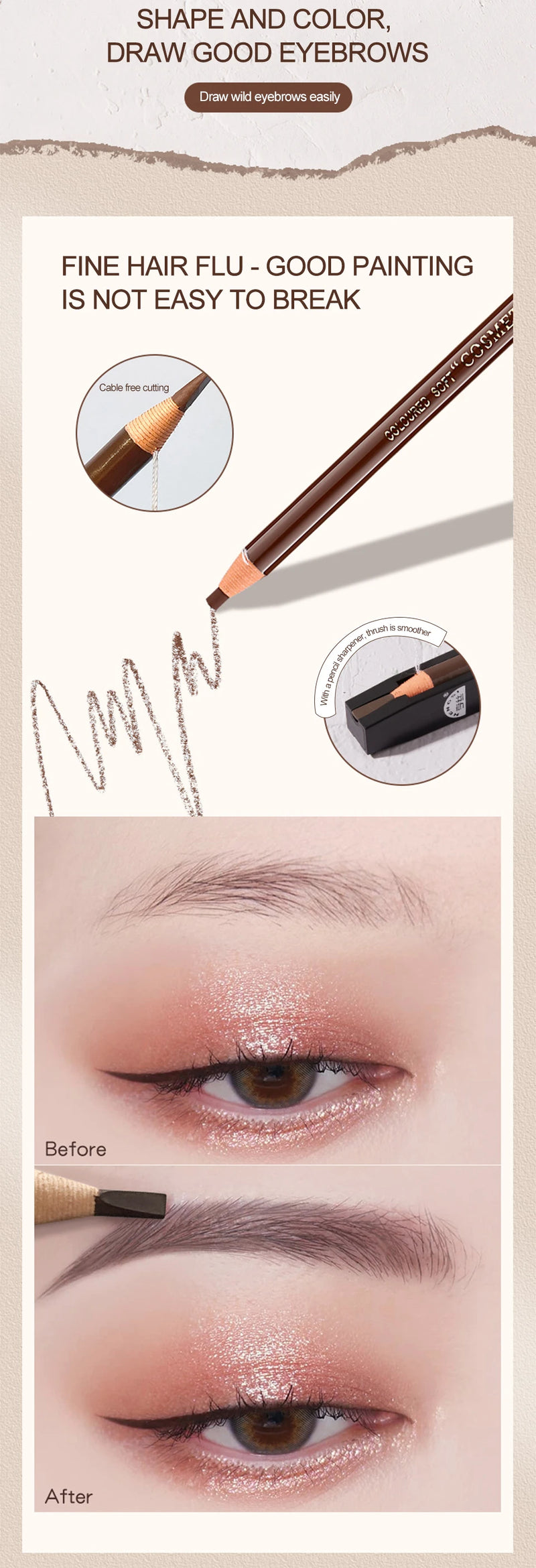 6 Colors Option Eyebrow Pencil