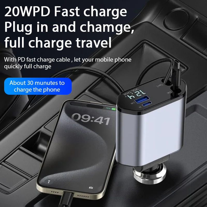 4 in 1 Car Charger Retractable
