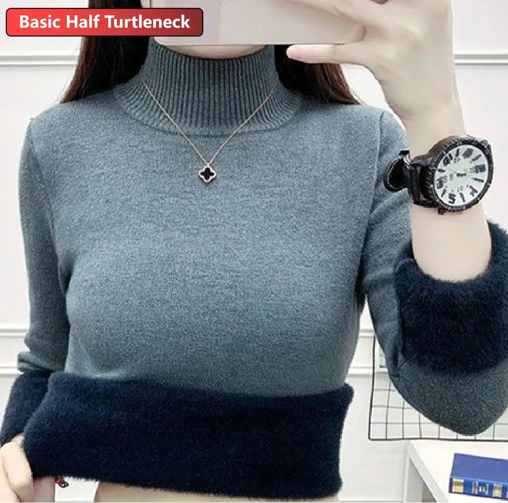 Women Elegant Thicken Velvet Sweater