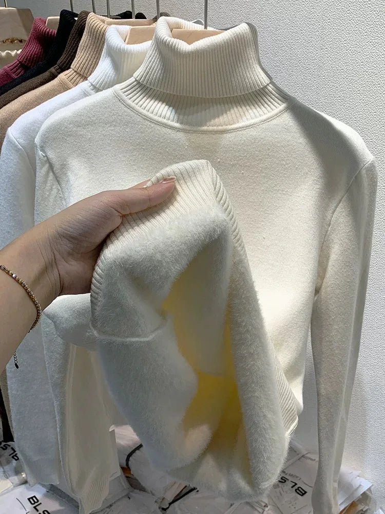 Women Elegant Thicken Velvet Sweater