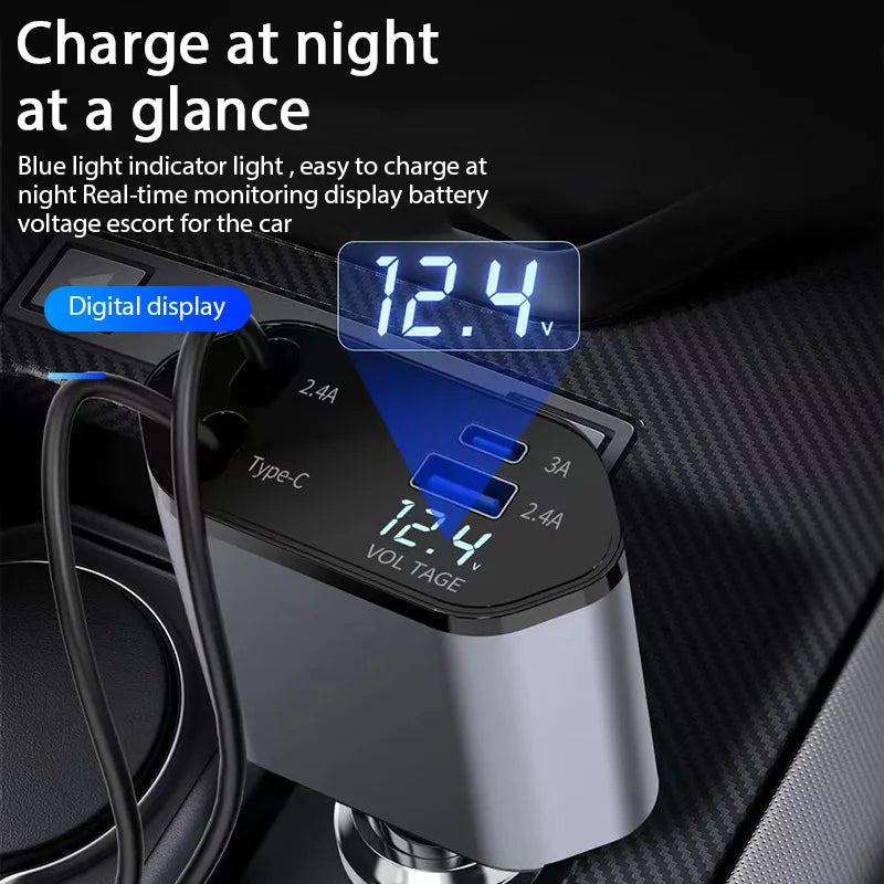 4 in 1 Car Charger Retractable