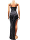 Beyprern Luxury Black Crystal Long Maxi Dress