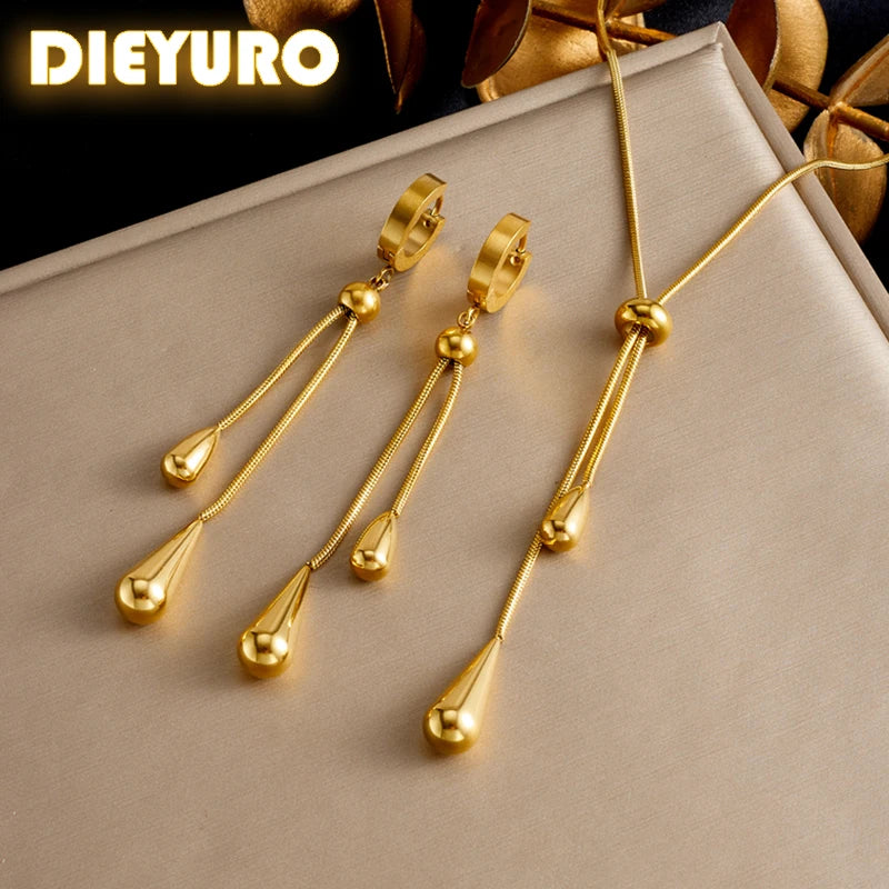 Water Droplet Necklace, Earrings For Women