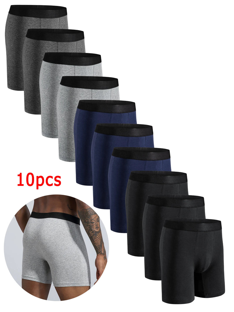 10pcs Mid-Long Boxer Shorts Men Underwear