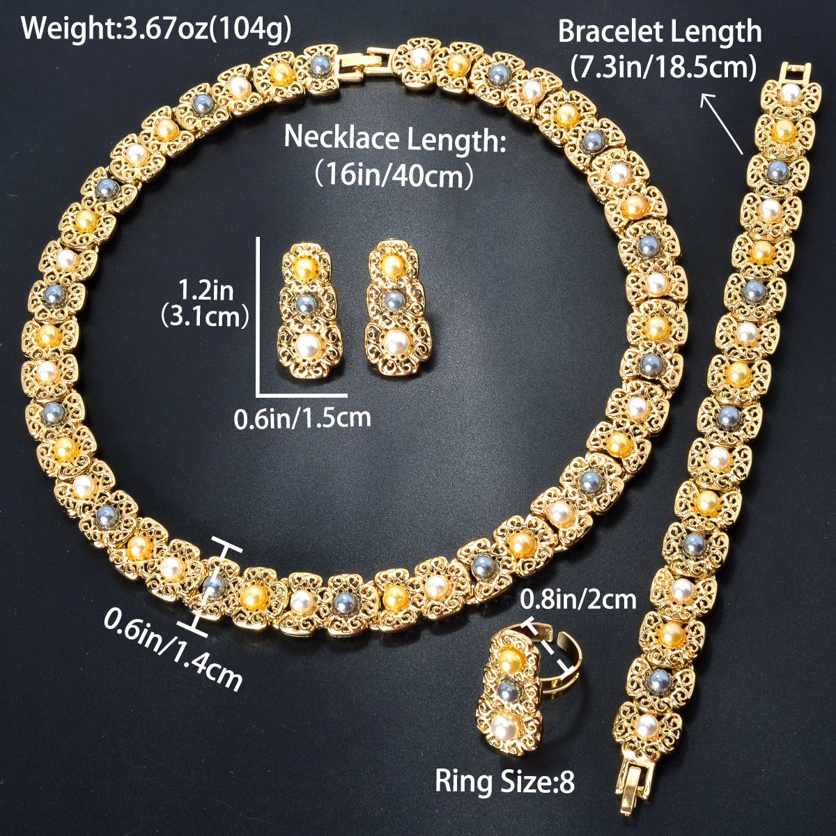 Earring, Necklace, Bracelet & Ring Set