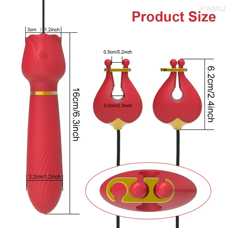 G Spot Vibrator for Women with Nipple Clamps