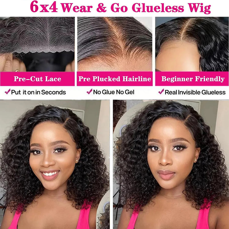 Short Curly Wear And Go Glueless Bob Wig