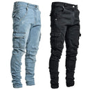 Multi Pockets Elastic Jeans Wear