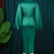 Long Sleeve Green Dresses Bodycon Elastic