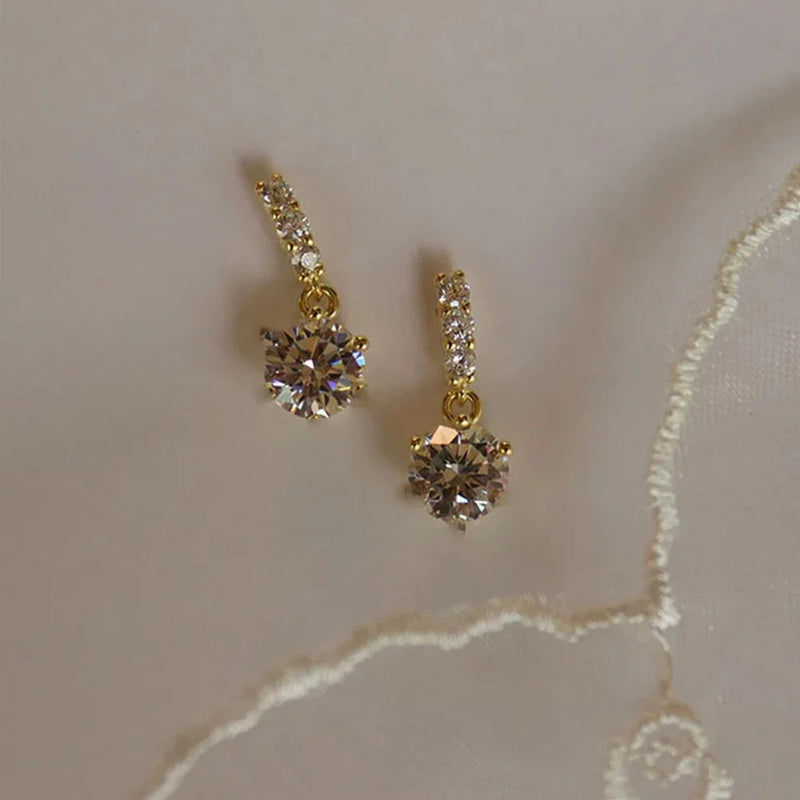 Metal Cubic Zirconia Stone Earrings