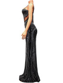 Beyprern Luxury Black Crystal Long Maxi Dress