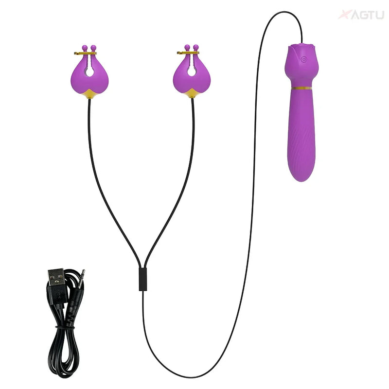 G Spot Vibrator for Women with Nipple Clamps