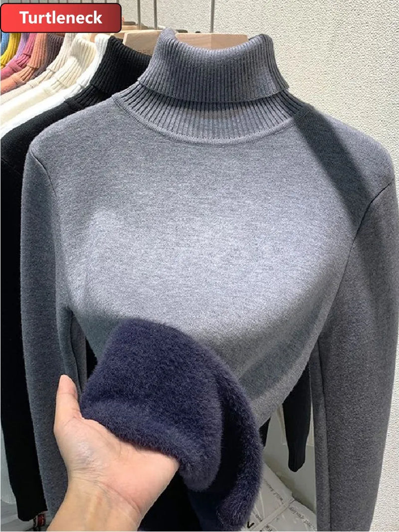 Women Elegant Thicken Velvet Sweater