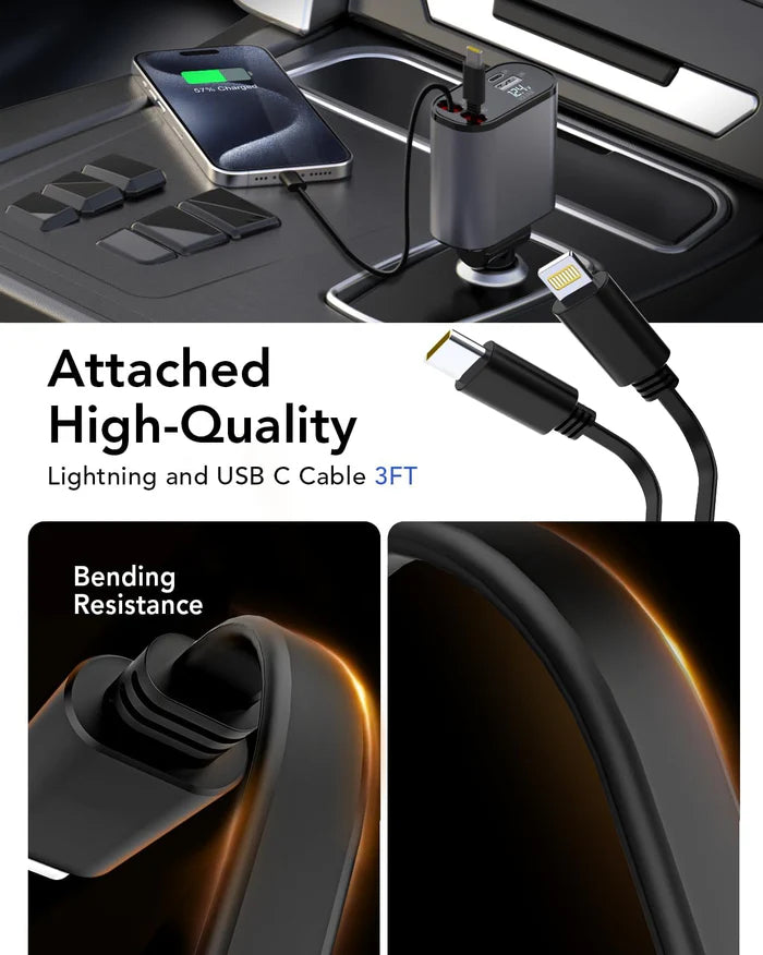 4 in 1 Car Charger Retractable